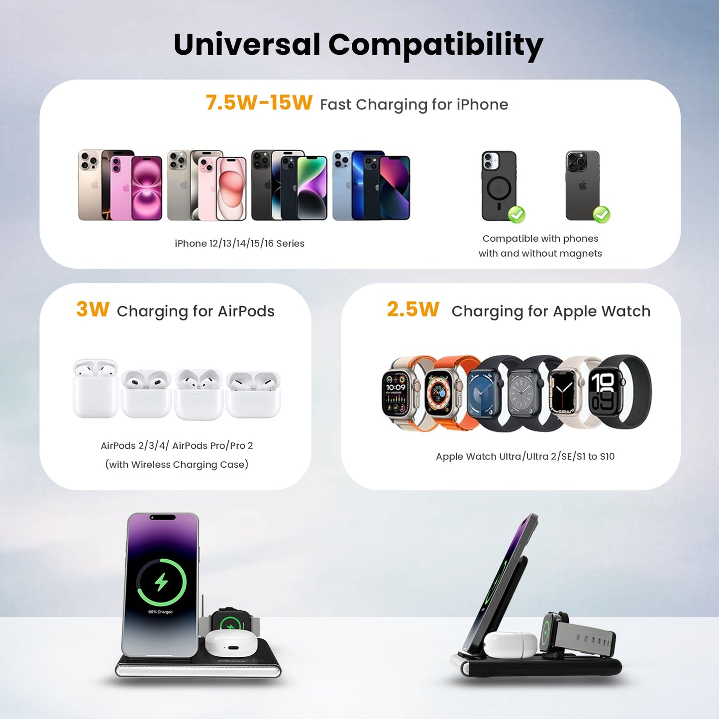 PowerNest™ 4-In-1 Foldable Wireless Charging Station With LED Night Light - Motionshop