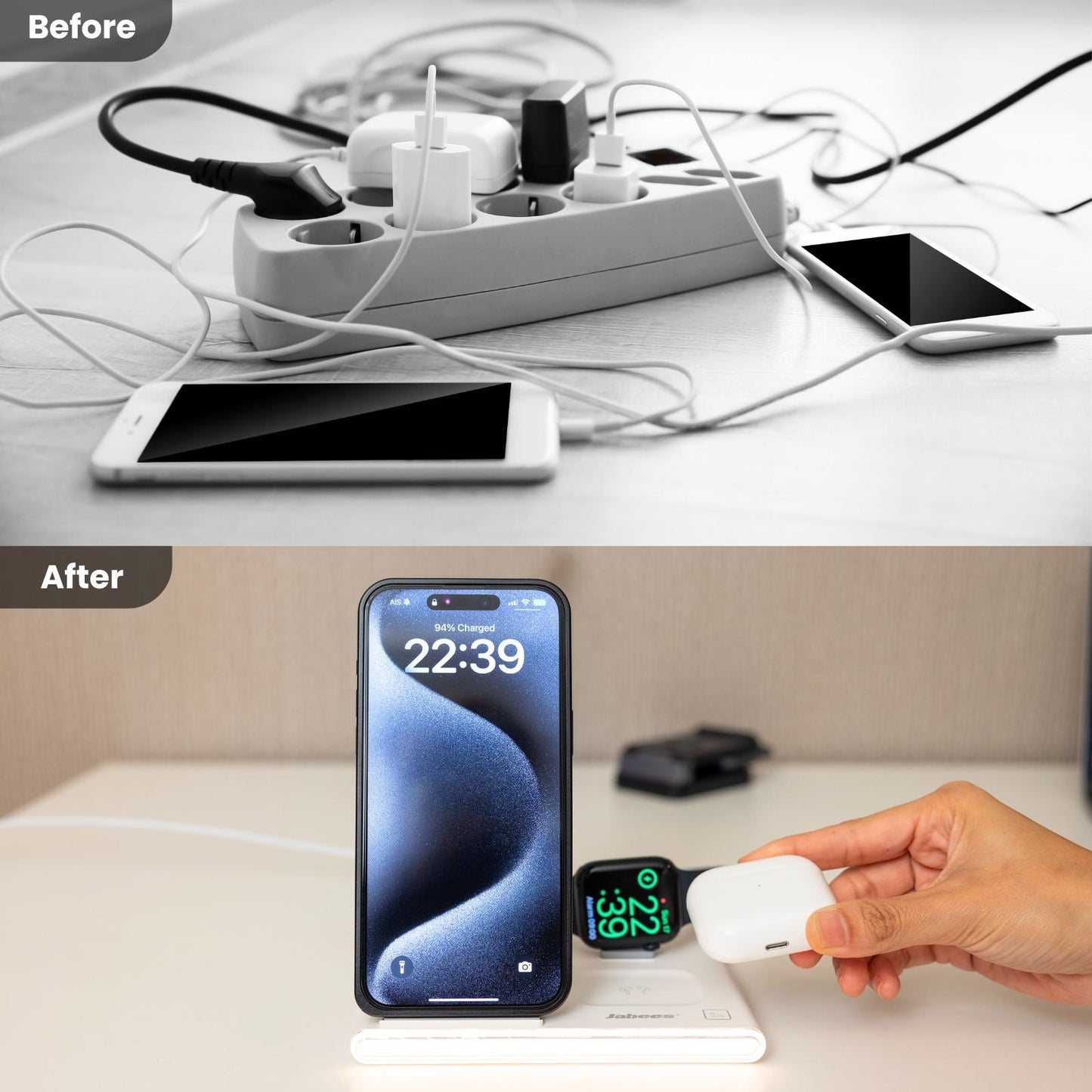 PowerNest™ 4-In-1 Foldable Wireless Charging Station With LED Night Light - Motionshop