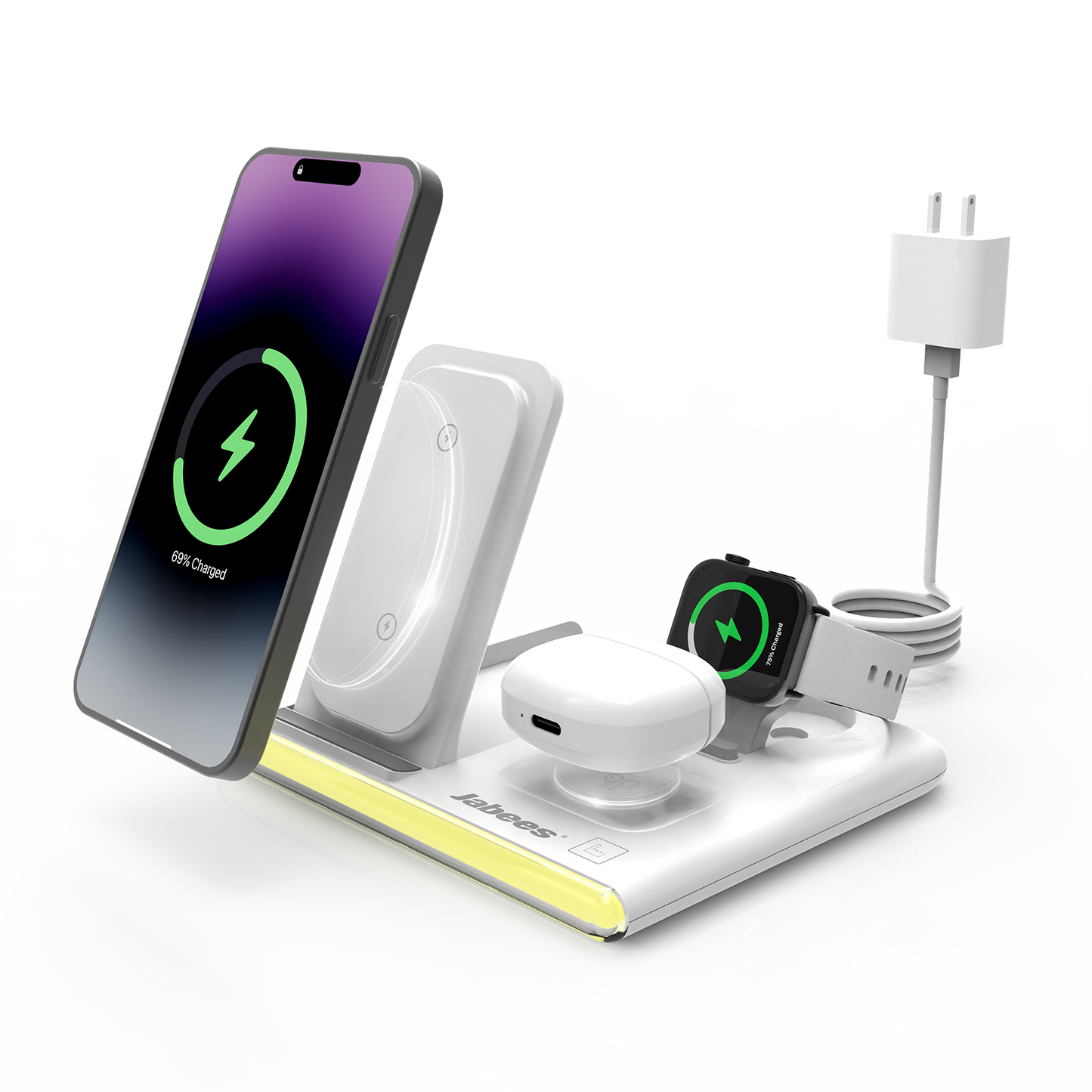 PowerNest™ 4-In-1 Foldable Wireless Charging Station With LED Night Light - Motionshop