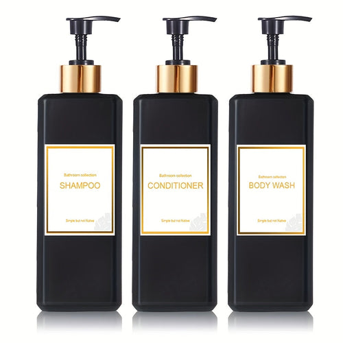 3-teiliges Badezimmer-Seifenspender-Set mit Etiketten