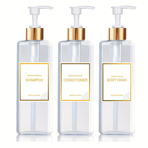 3-teiliges Badezimmer-Seifenspender-Set mit Etiketten