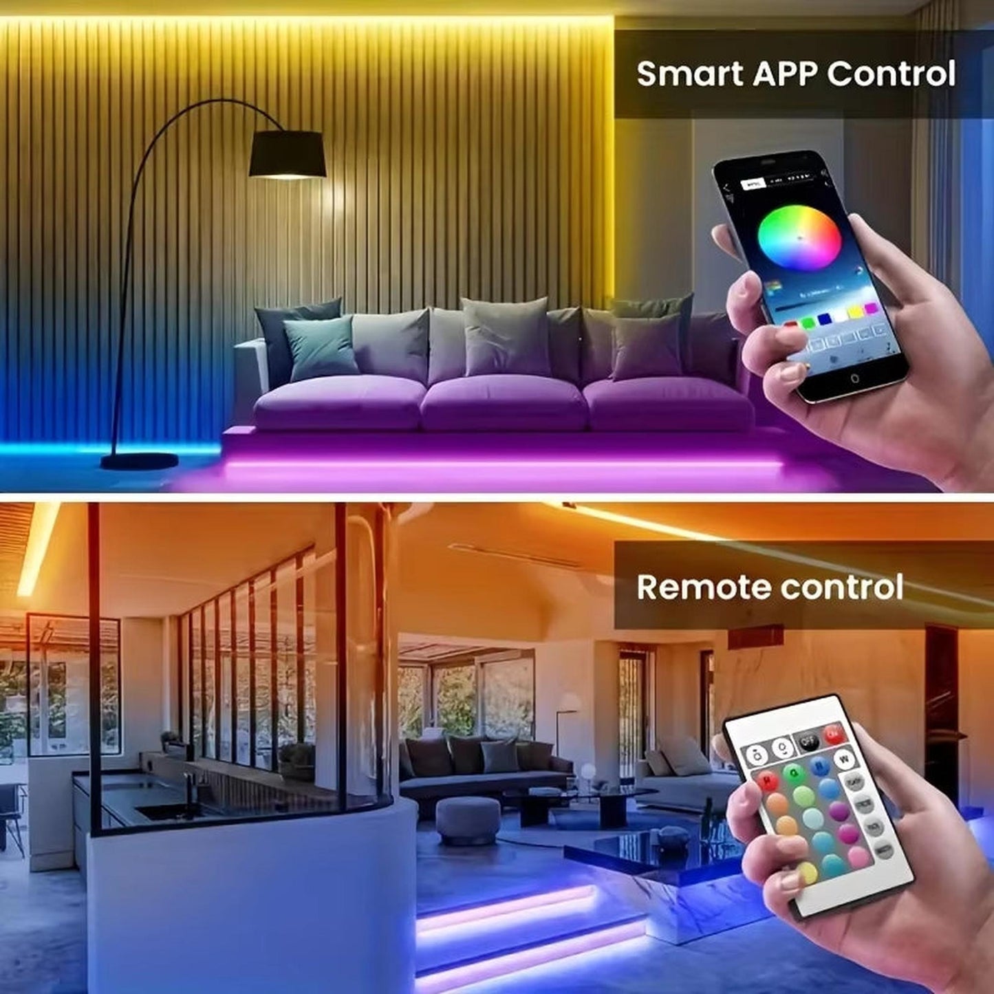 Bluetooth Wifi APP Controller LED Strip Lights RGB 5050 SMD Flexible Ribbon USB LED Light with Power Adapt Tape Diode - Motionshop