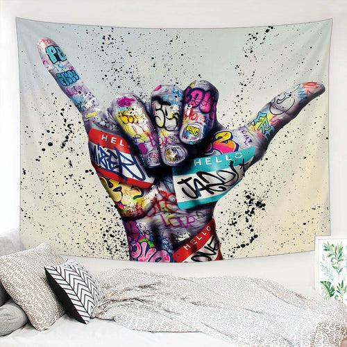 Take It Easy - Hawaii Shaka Zeichen Wandteppich, Wohndekor, Moderne Wand