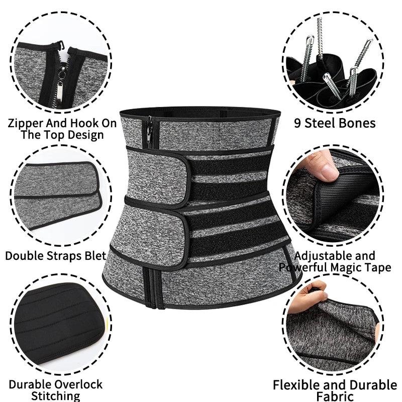Neoprene Sauna Waist Trainer Corset Sweat Belt for Women Weight Loss Compression Trimmer Workout Fitness - Motionshop