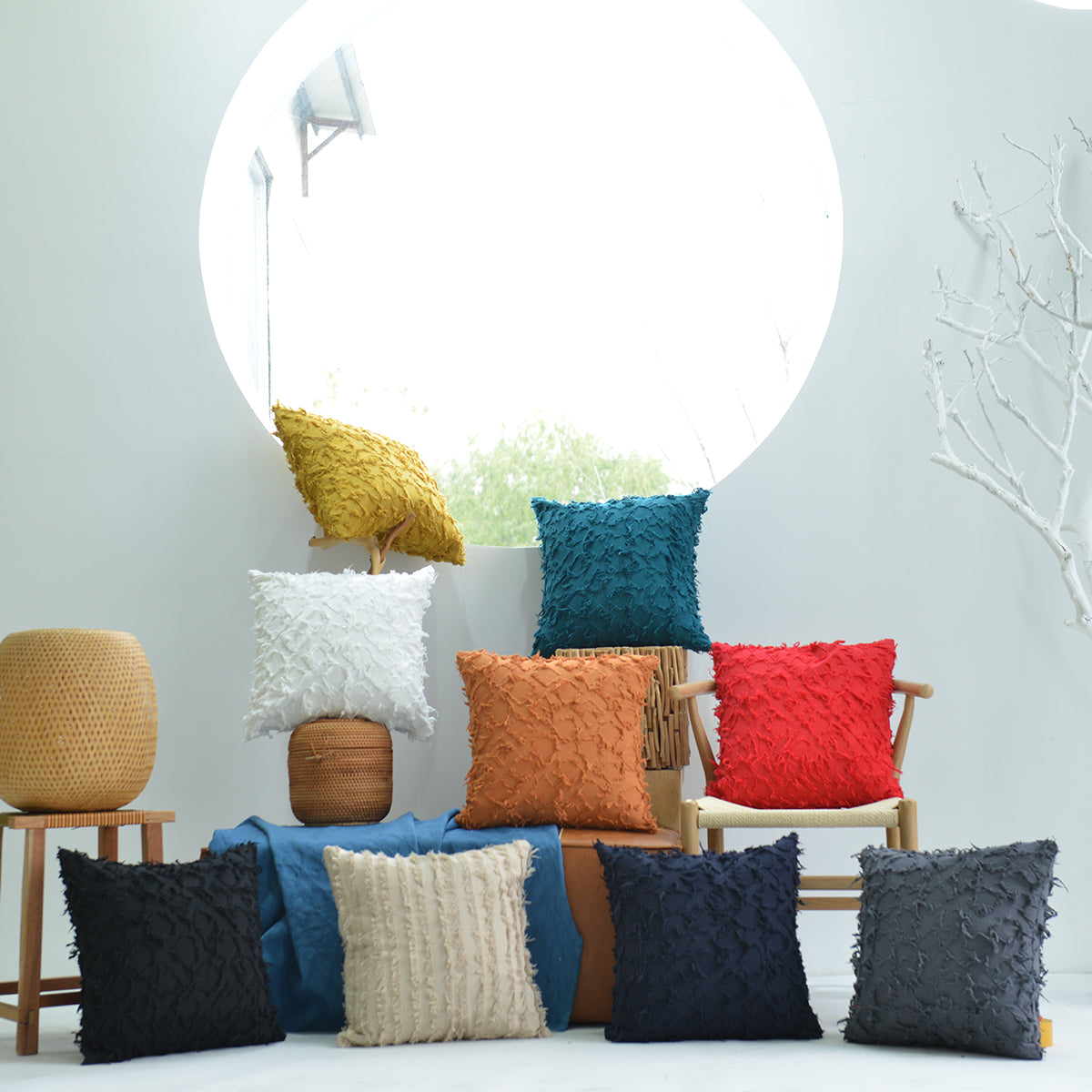 Boho Rüschen gewebtes Couchkissen