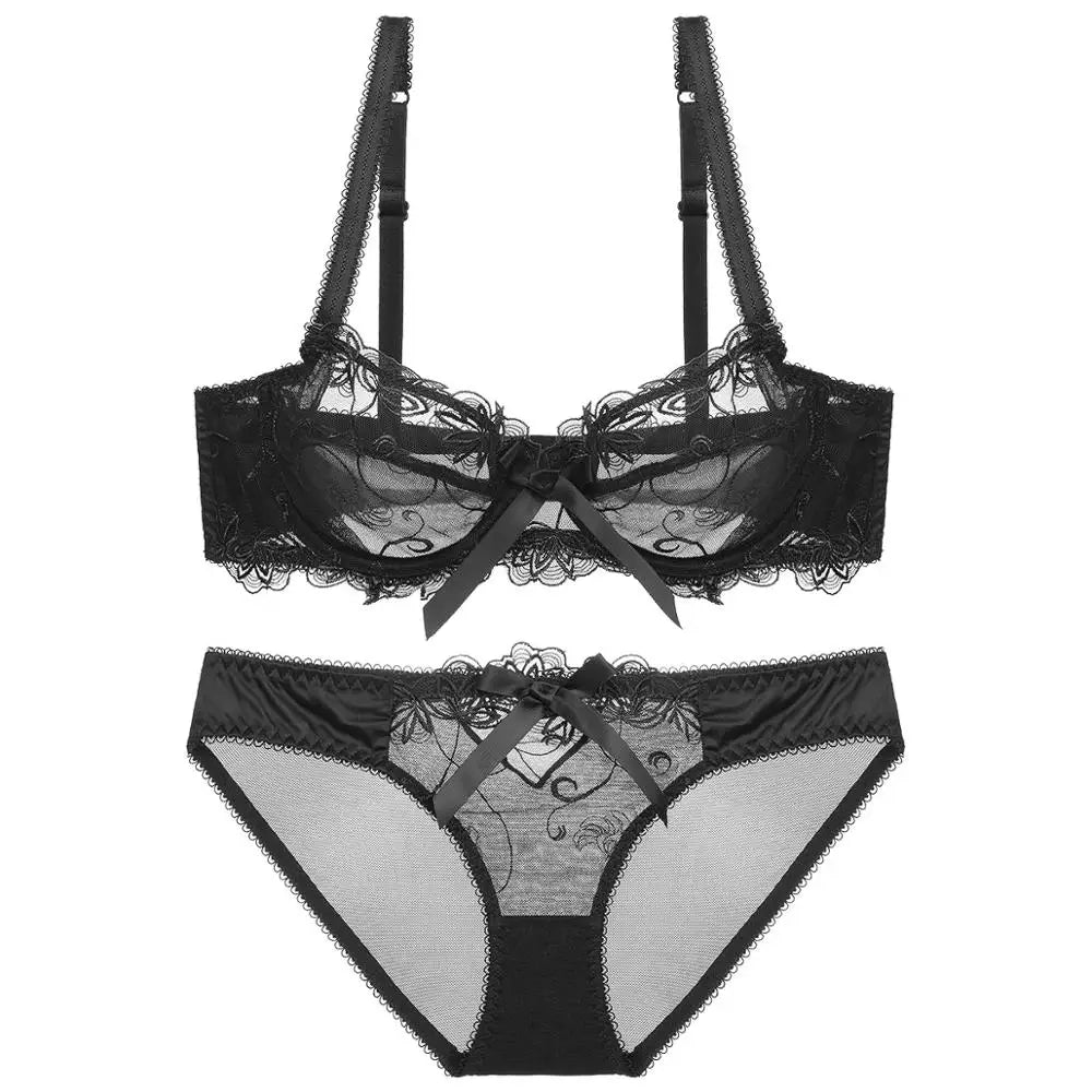 Varsbaby Women Sexy Slim Lace Lingerie Ladies Underwire Floral Large Size Bra Sets - Motionshop
