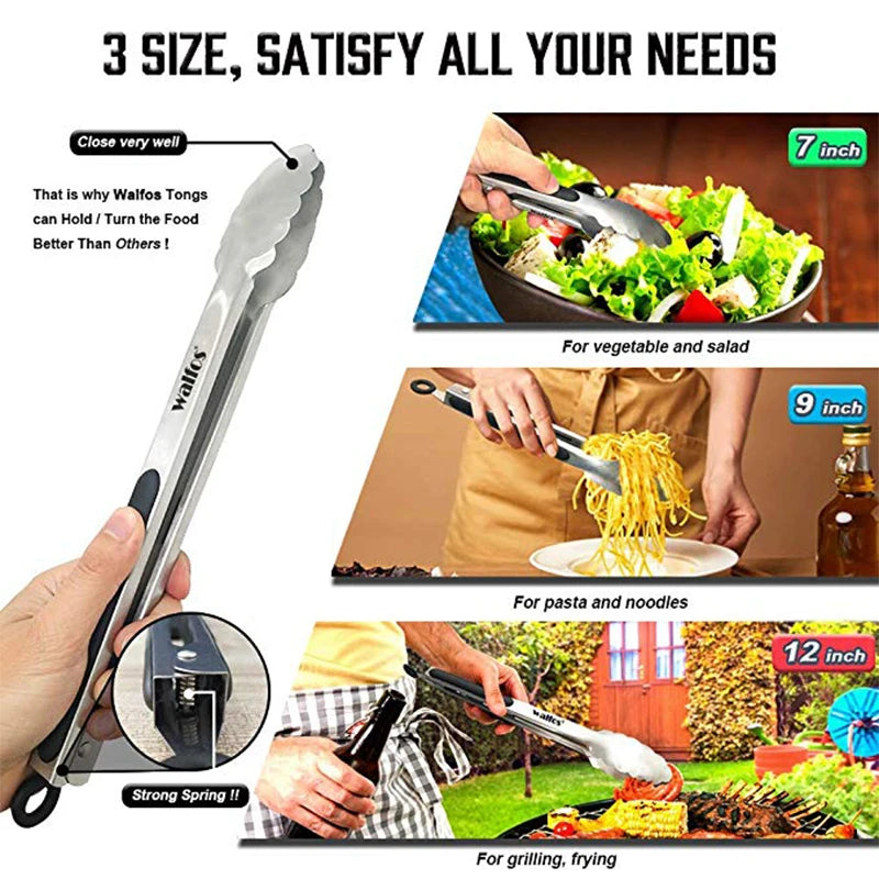 BBQ Grilling Tong Salad Serving Food Tong Stainless Steel Metal - Motionshop