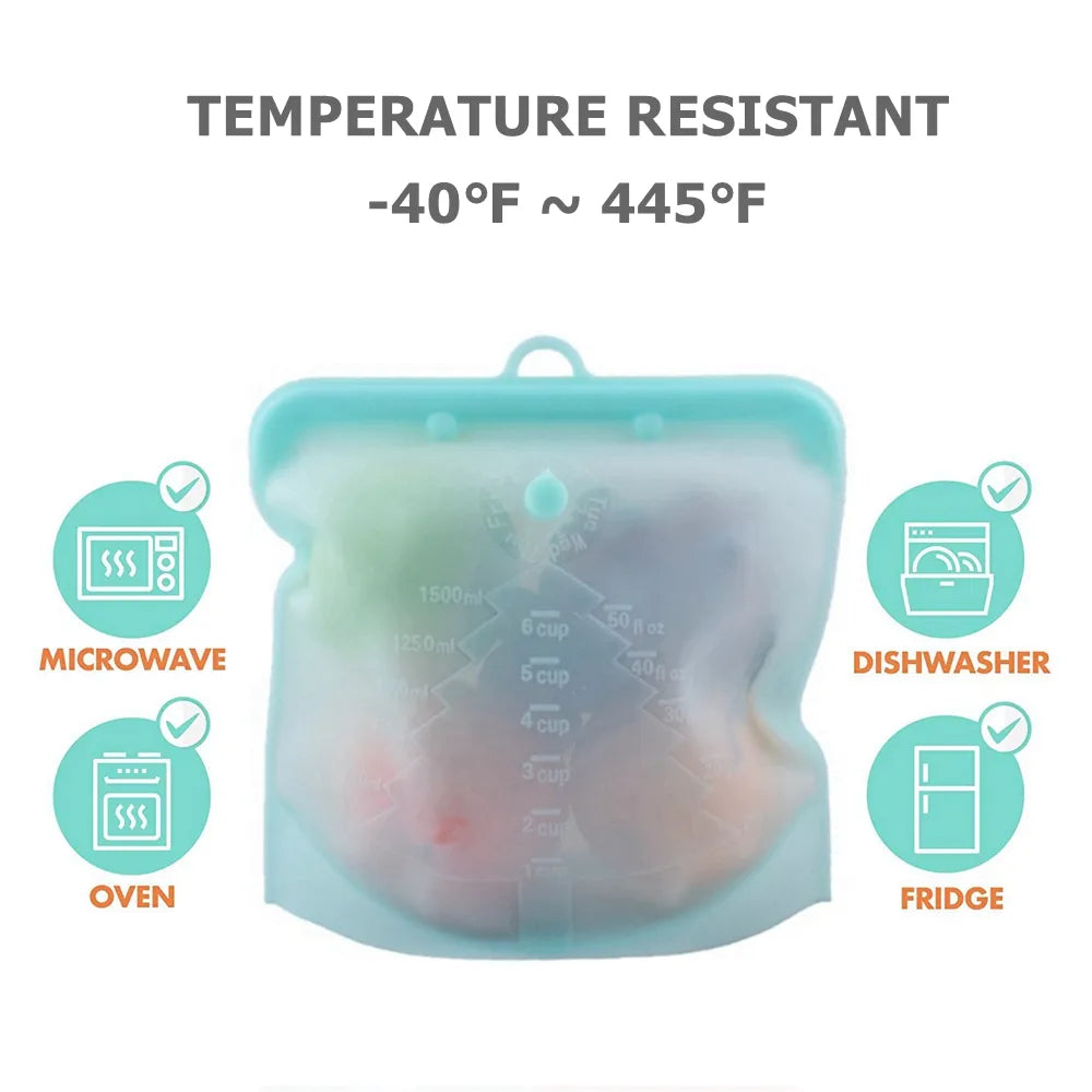 EcoFresh Reusable Silicone Food Bags – BPA-Free & Leakproof | Motionshop - Motionshop