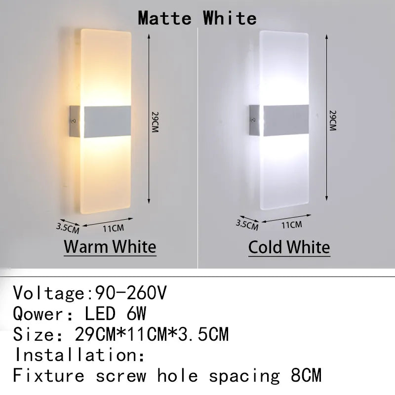 Mini Led Acrylic Wall Lamp AC90-260V