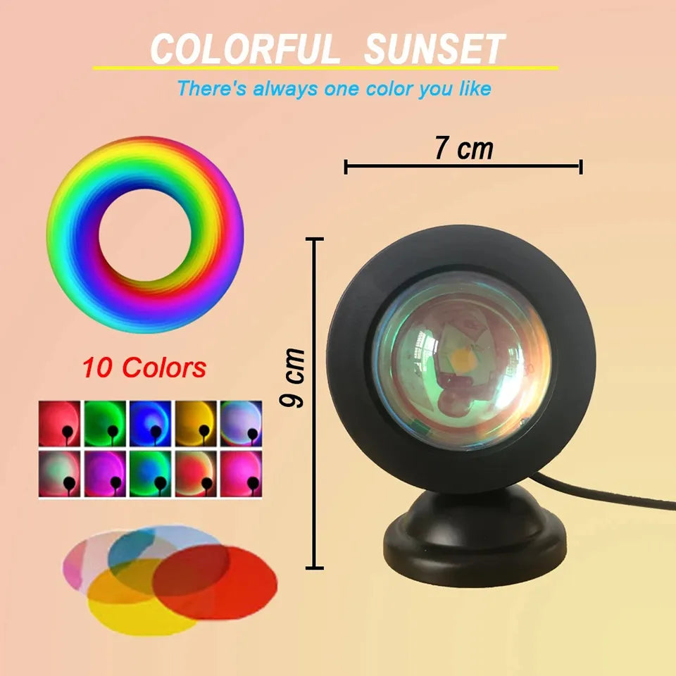Mini-USB-Sonnenuntergangslampe, LED-Projektor: Lichtschalter in 16 Farben
