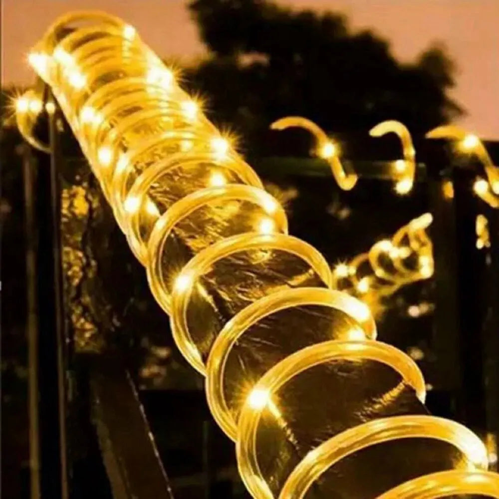 Solar Rope Lights Solar LED Light Path Deck Outdoor Garden Solar String Lights Waterproof Outdoor Lighting Strips 8 Light Modes - Motionshop