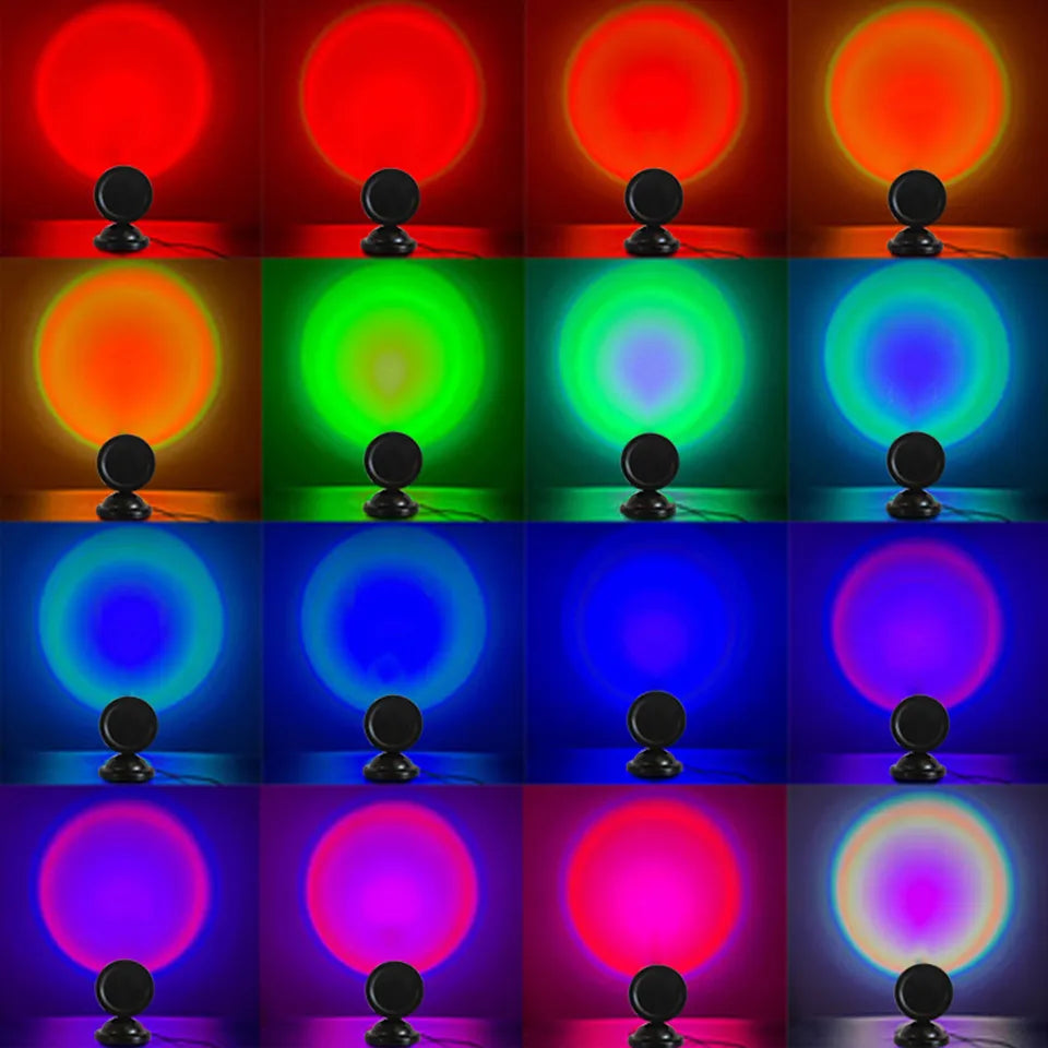 Mini-USB-Sonnenuntergangslampe, LED-Projektor: Lichtschalter in 16 Farben
