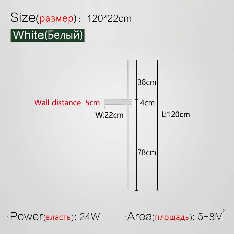 Lange Strip Line Wandleuchte