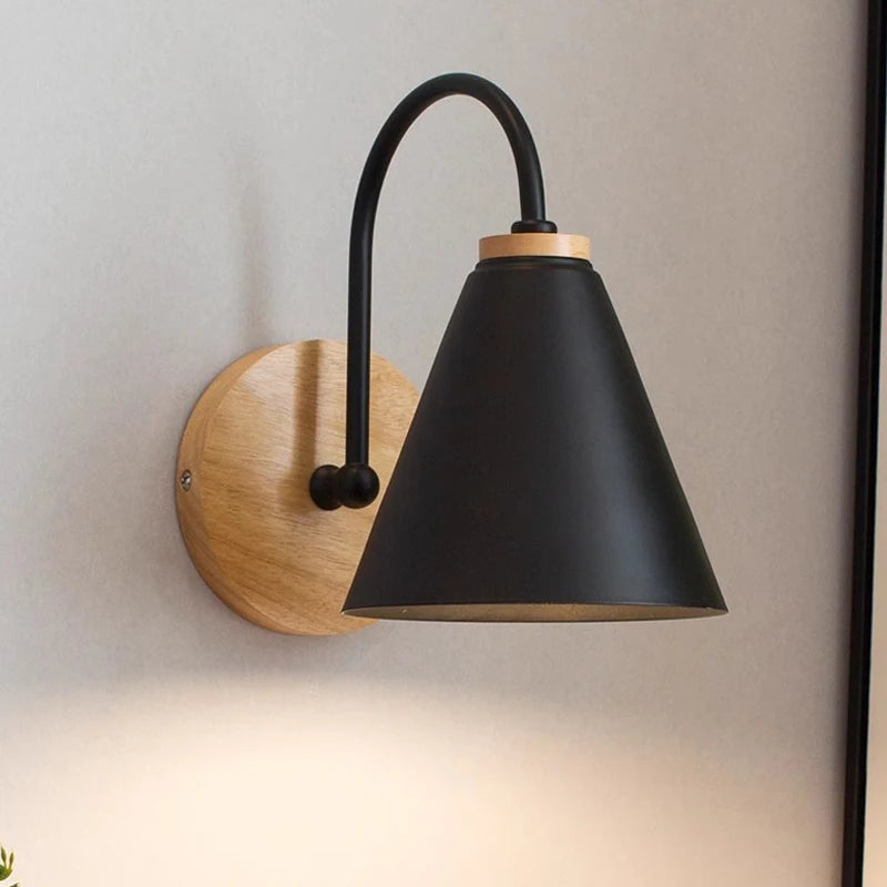 Solid Wood Wall Lamp – Modern Macaron Bedside Light - Motionshop
