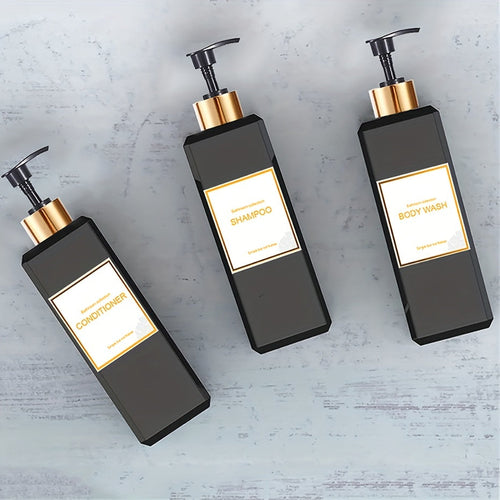3-teiliges Badezimmer-Seifenspender-Set mit Etiketten