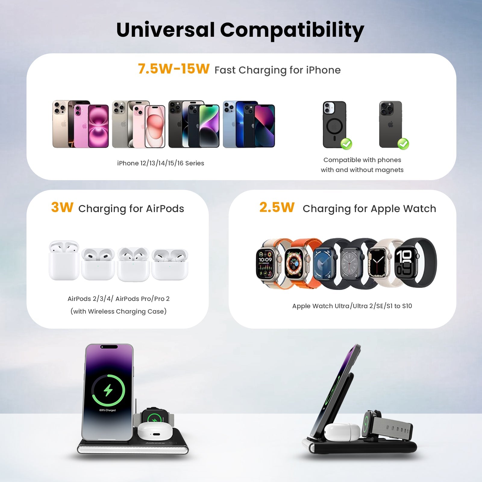 PowerNest™ 4-In-1 Foldable Wireless Charging Station With LED Night Light - Motionshop