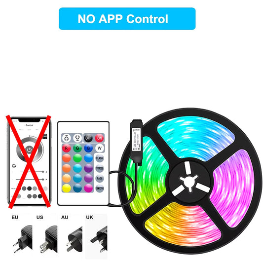 Bluetooth Wifi APP Controller LED Strip Lights RGB 5050 SMD Flexible Ribbon USB LED Light with Power Adapt Tape Diode - Motionshop