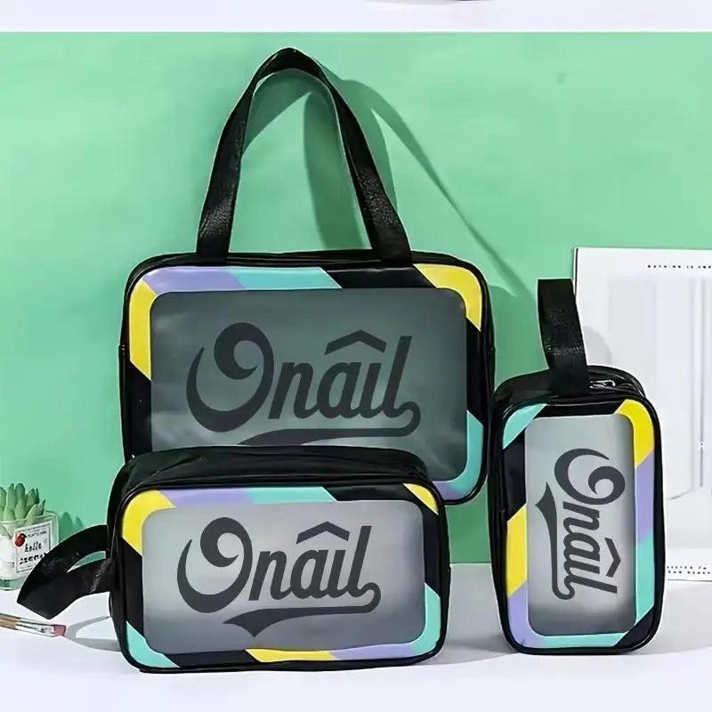 Upgraded Black Simple Bathroom Essential Toiletry Bag Four-piece Set