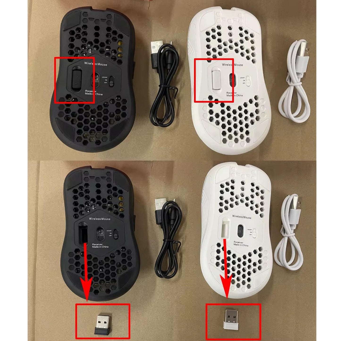 2.4G Wireless Mouse with RGB Backlit 6-Button 3-Speed DPI Type C Rechargeable Ergonomic Honeycomb Design Gaming Mouse - Motionshop