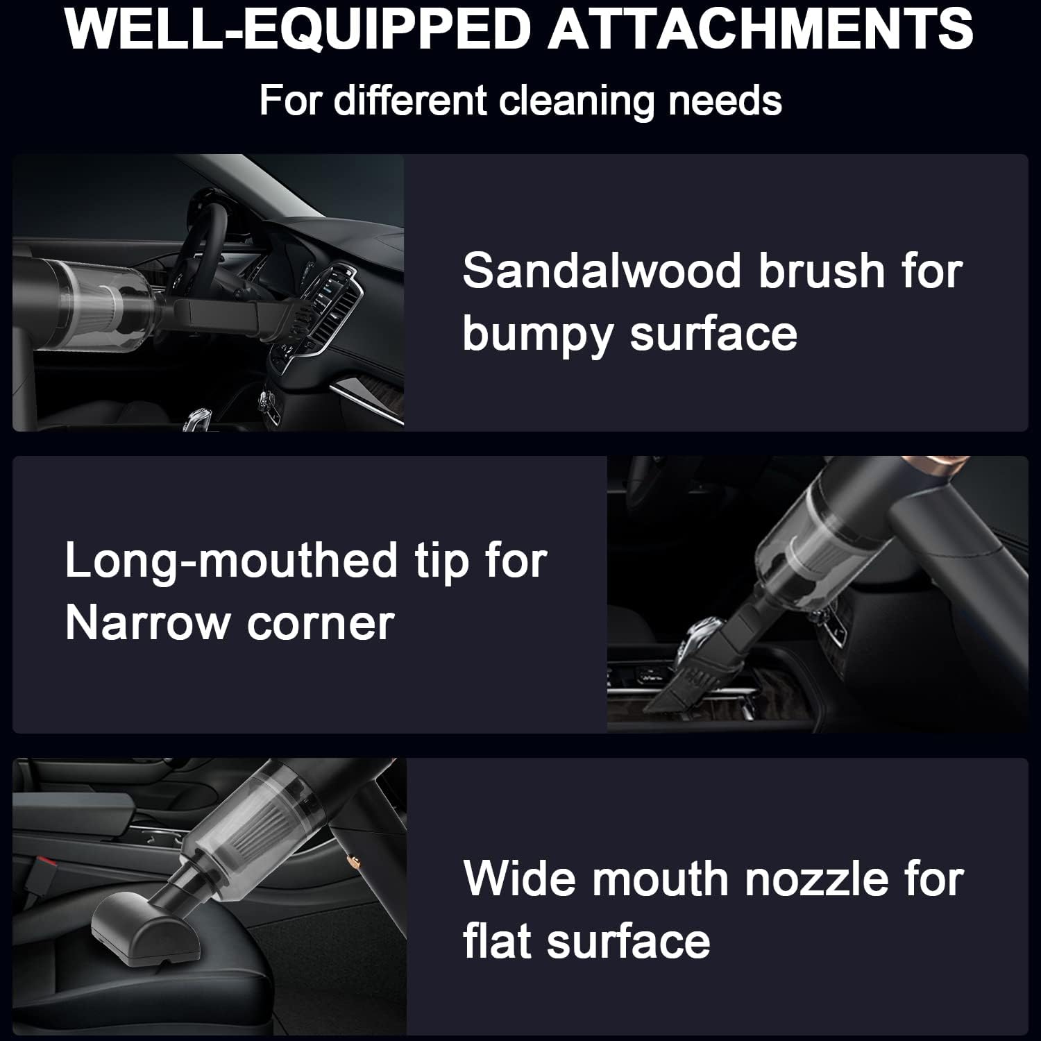Vacuum Cleaner And Air Duster For Cars, Homes, Offices And Pets, High-power, Multi-nozzle Handheld Car Vacuum Cleaner.
