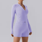 Autumn High Elastic Gym Sports Top Women Long Sleeve Cardigan Slim-fit Zipper