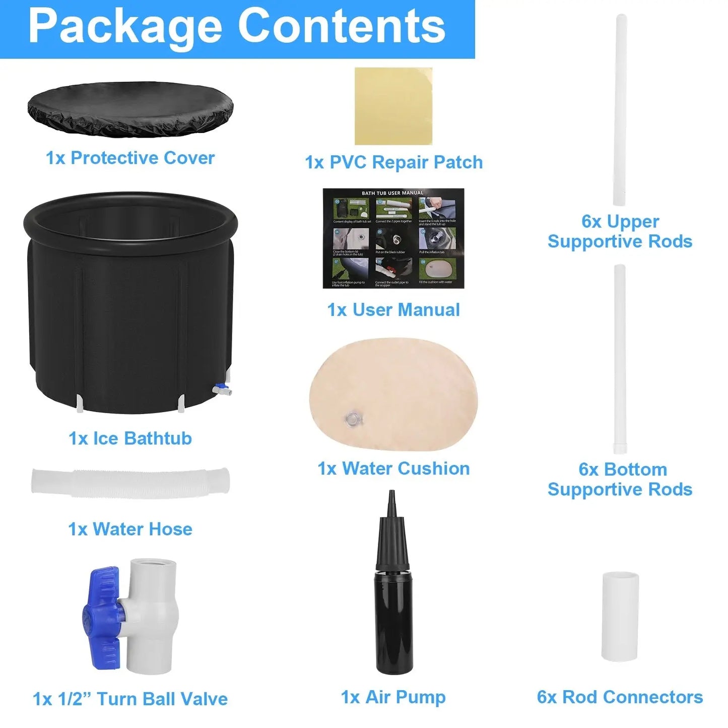 1Pc 97Gal Large Size Ice BathTub With Cover