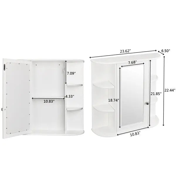 White Paint Surface Density Board, 1 Mirror Door, 3 Layers On Each Side