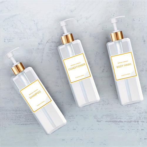 3-teiliges Badezimmer-Seifenspender-Set mit Etiketten