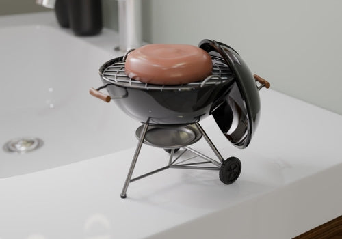 Mini BBQ Grill Seifenschale – Handbemalter Seifenhalter für die Männerhöhle