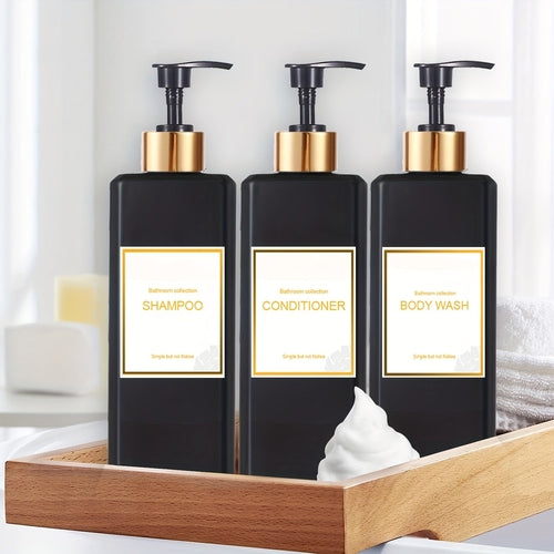 3-teiliges Badezimmer-Seifenspender-Set mit Etiketten