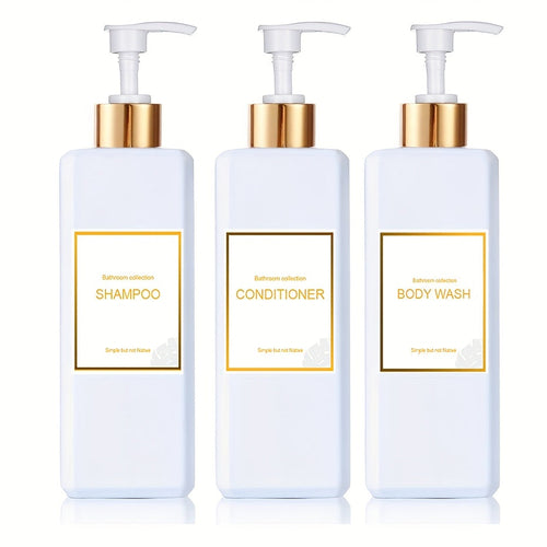3-teiliges Badezimmer-Seifenspender-Set mit Etiketten