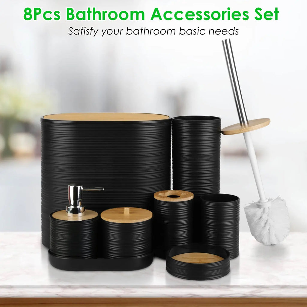 5 Colors Options - Set Of 8Pcs Bathroom Accessories