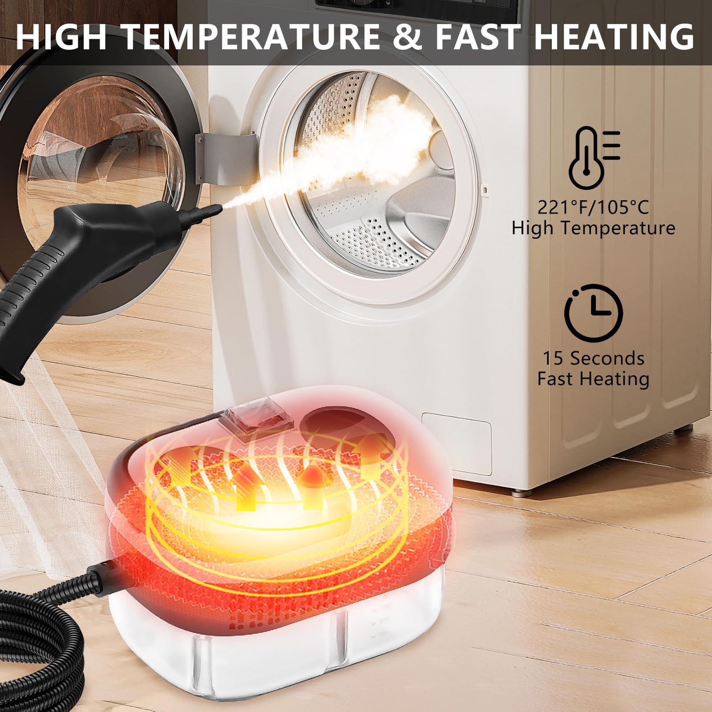 Handheld Steam Cleaner, Steamer For Cleaning, 2500W Pressurized Steam Cleaner