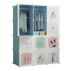 Kids Modular Wardrobe,8/12 Cube DIY Plastic Coat Rack with Doors, Versatile For Bedroom