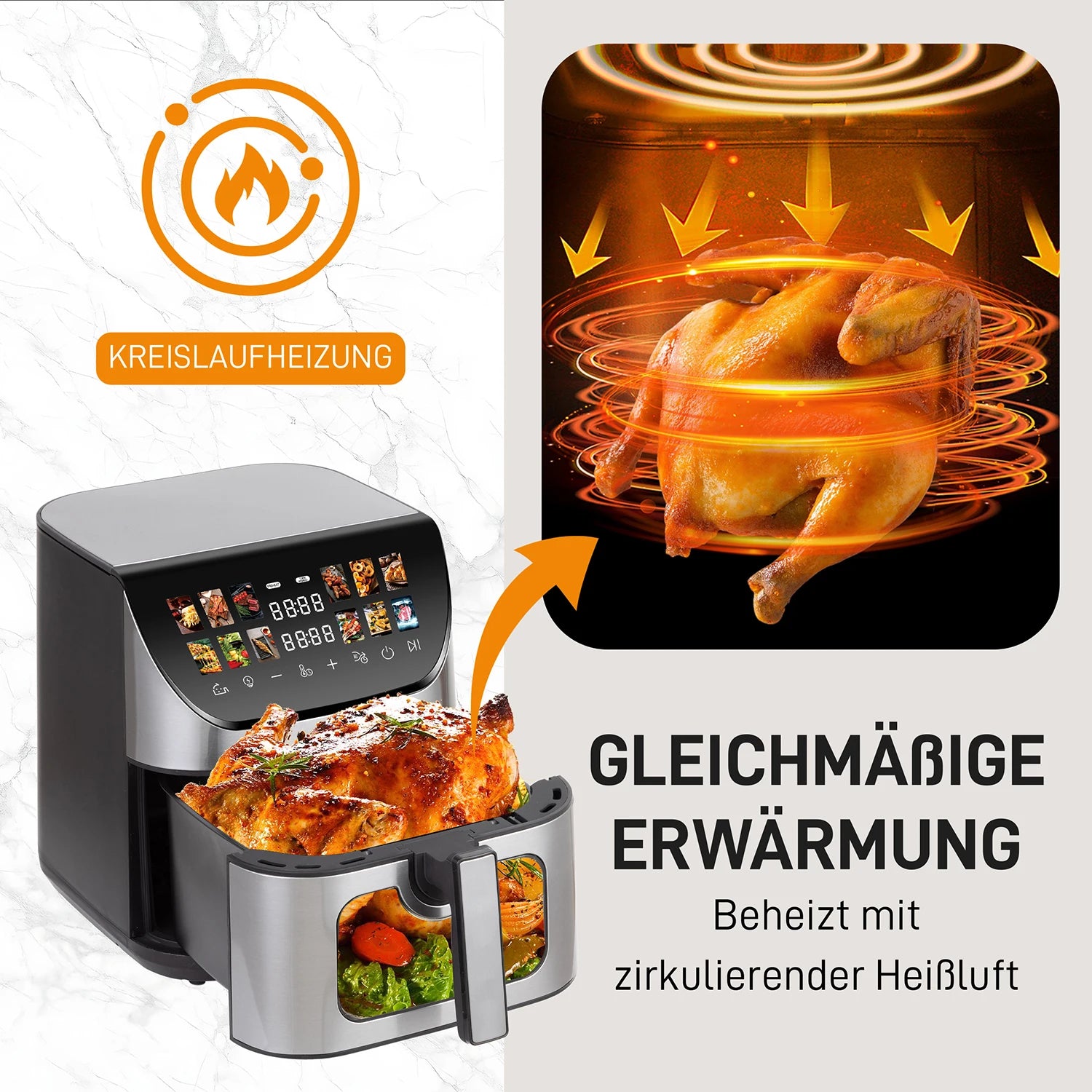 8.5L Smart Machine Hot Fryer Multi Function Air Fryers Smart Electric Viewing Window & Oven Oilless Cooker,LED Touch Control