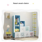 Kids Modular Wardrobe,8/12 Cube DIY Plastic Coat Rack with Doors, Versatile For Bedroom
