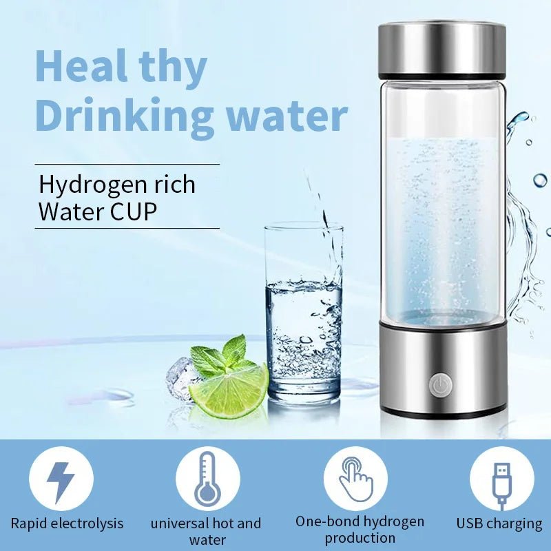Hydrogen Generator Water Filter Ionizer Maker Hydrogen-Rich Water Portable Super Antioxidants ORP Hydrogen Bottle 420ml