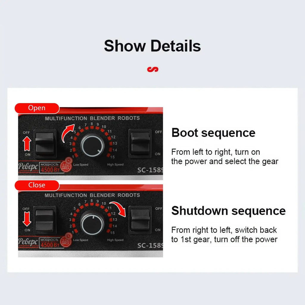 2000W Professional Smart Blender Stationary Mixer Juicer Food Processor Ice Smoothies Crusher