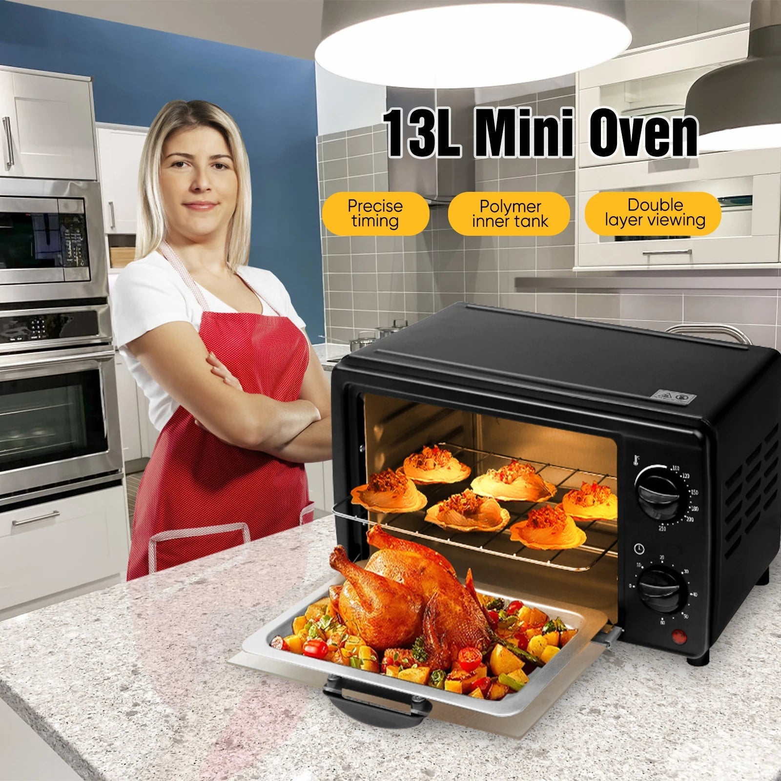 13L Oven Baking Multi-Functional Household Air Fryer & Mini Oven 700W