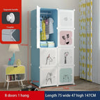 Kids Modular Wardrobe,8/12 Cube DIY Plastic Coat Rack with Doors, Versatile For Bedroom