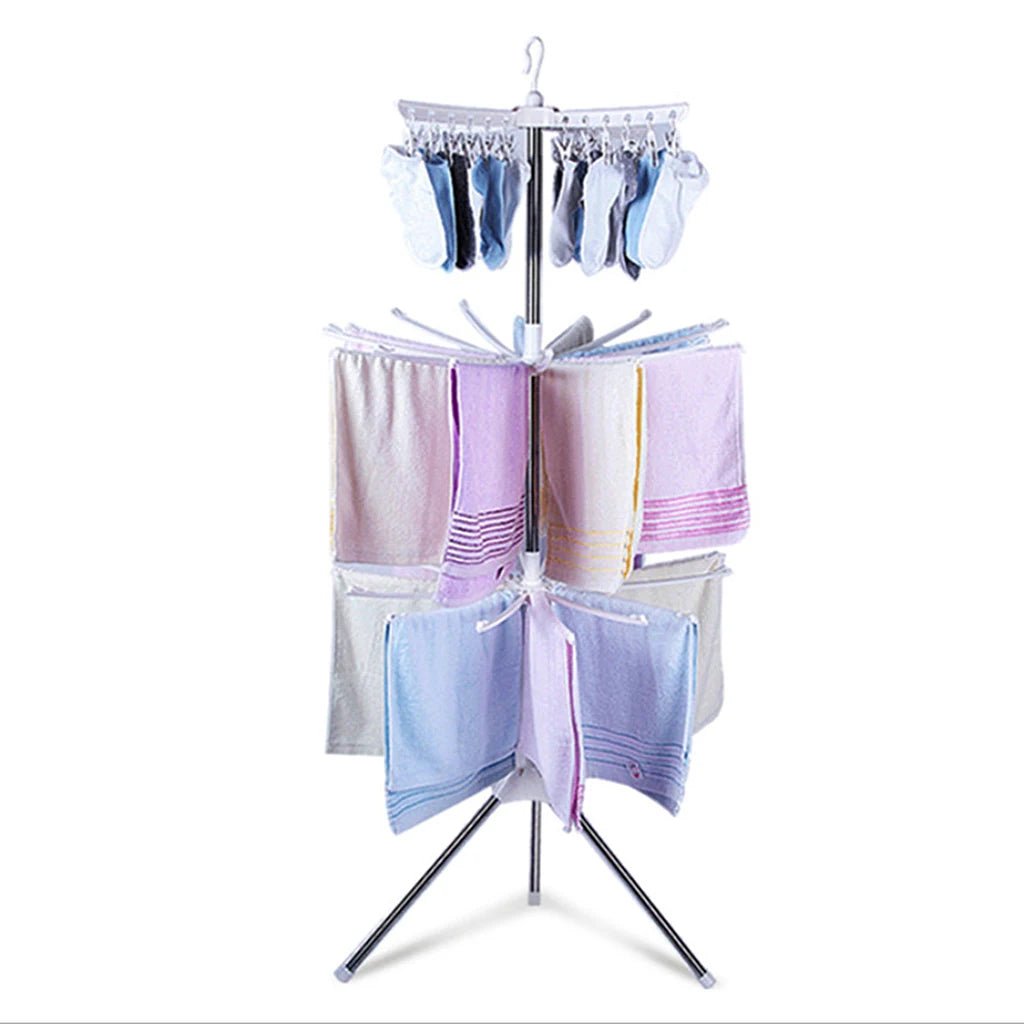 Foldable Clothes Drying Rack Stainless Steel Stand Adjustable Garment Clothing Hanger for Indoor Outdoor Portable Clothes Rack