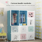 Kids Modular Wardrobe,8/12 Cube DIY Plastic Coat Rack with Doors, Versatile For Bedroom