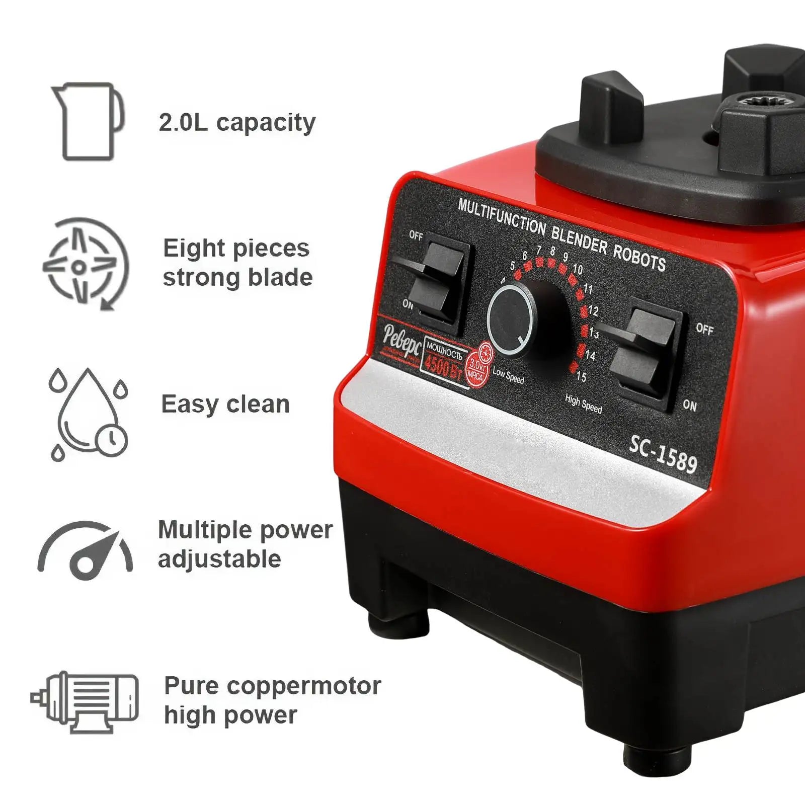 2000W Professional Smart Blender Stationary Mixer Juicer Food Processor Ice Smoothies Crusher - Motionshop