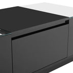 Table Basse LED 16 couleurs 2 tiroirs niches ouvertes structure robuste salon panneau particules noir