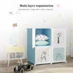 Kids Modular Wardrobe,8/12 Cube DIY Plastic Coat Rack with Doors, Versatile For Bedroom