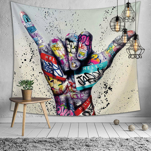 Take It Easy - Hawaii Shaka Zeichen Wandteppich, Wohndekor, Moderne Wand
