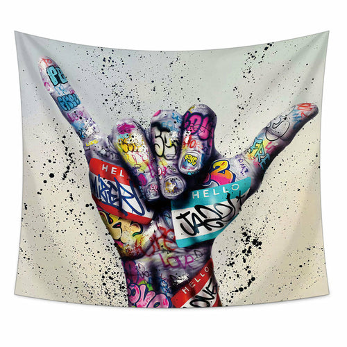 Take It Easy - Hawaii Shaka Zeichen Wandteppich, Wohndekor, Moderne Wand