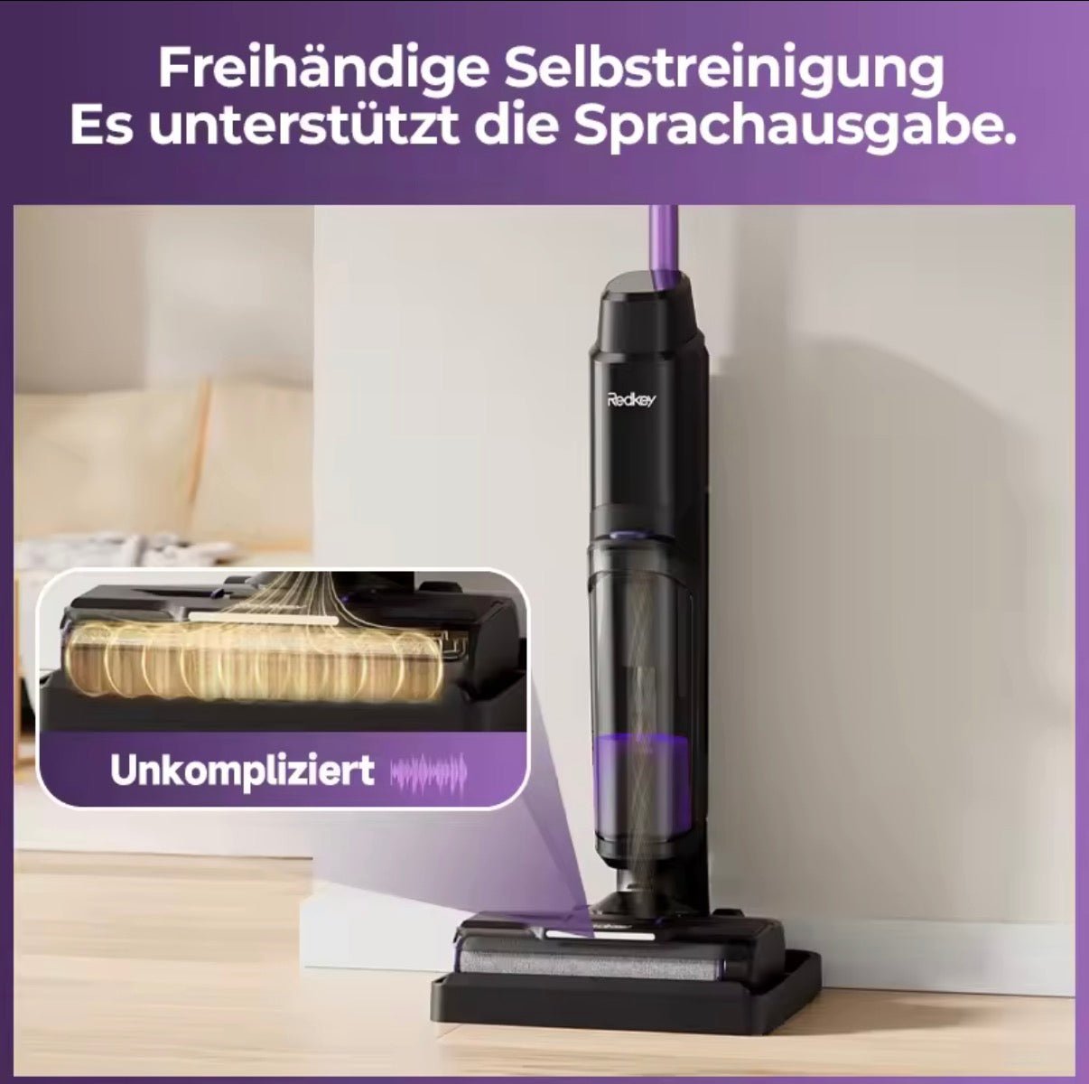 Redkey W15 Cordless Vacuum Cleaner, Wet & Dry, 35-Min Runtime, Self-Cleaning, Dual Water Tank,Self-Cleaning,Smart Dirt Detection