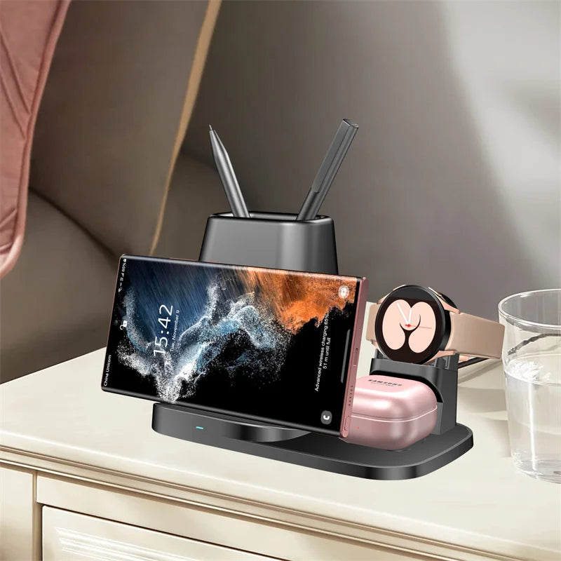 3-in-1-Desktop-Ladestation mit kabelloser Ladefunktion
