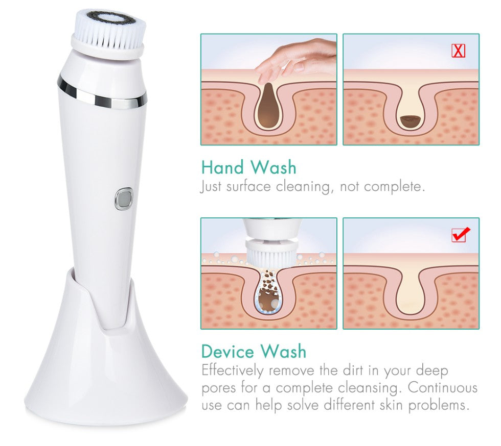 New 4 in 1 Electric Face Cleaner Machine Face Cleaning Brush Scrubber Facial Cleansing Brush - Motionshop